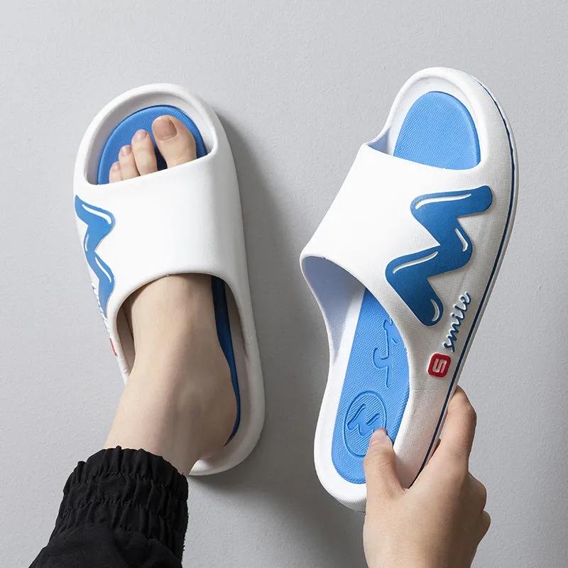 Men's and Women's Same Style Slippers Summer Non-slip Soft Bottom Slippers Men's Personality Home Bathroom Bath Slippers Casual Sports Flip Flops