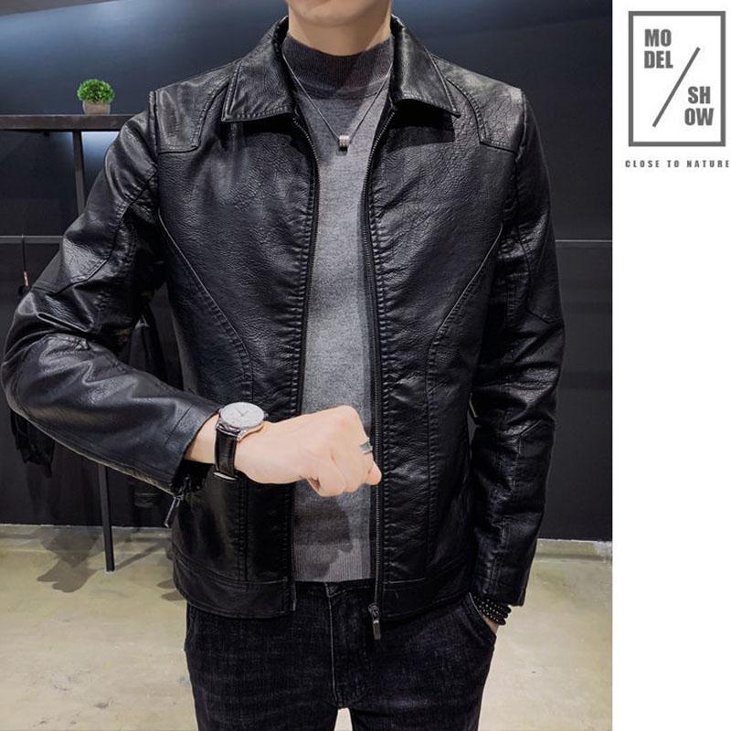 Leather Men's Jacket Korean Men's Autumn and Winter Jacket Slim Trend Leather Jacket Youth Jacket