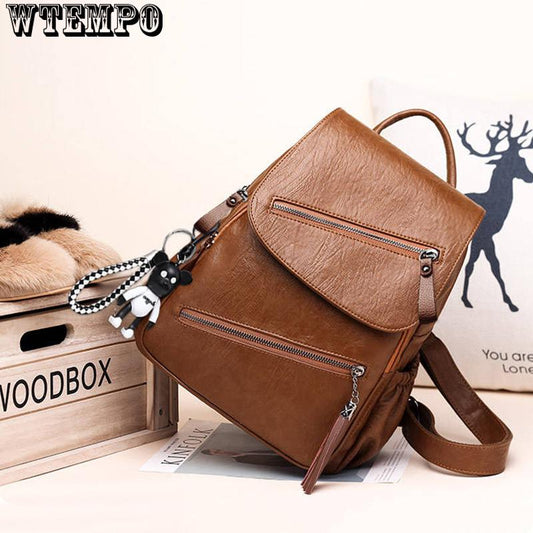 New Fashion Women Leather Backpack Female solid color Bag Ladies Softback Backpacks Mochilas