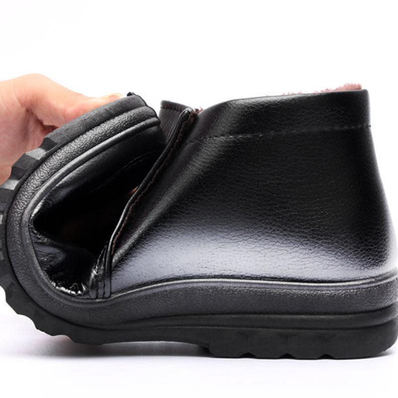 Winter Men's Leather Shoes Warm Middle-aged and Elderly Soft-soled Casual Plus Velvet Cotton Shoes Men's Shoes Non-slip Shoes