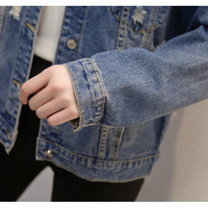 Plus Size 200 Jin Women's Spring and Autumn Style Fat Women Loose Western Style Denim Jacket Top