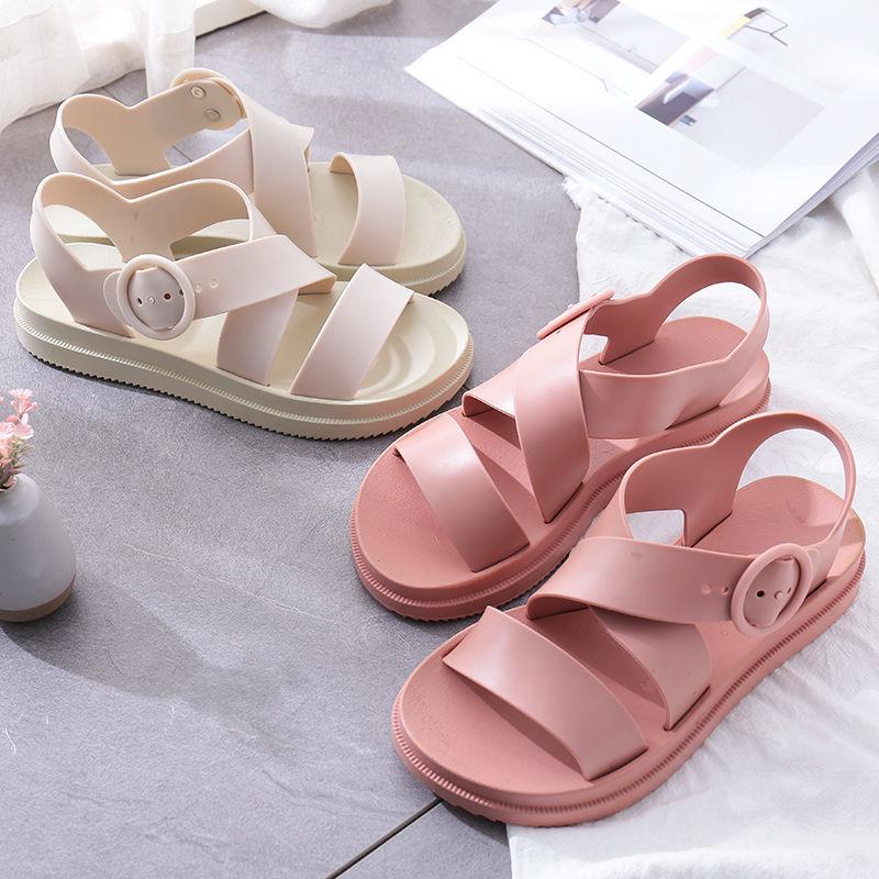 New Plastic Sandals Female Summer Thick Bottom Non-slip Waterproof Rubber Shoes Flat Bottom