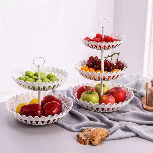 European Style Multi-layer Home Creative Fruit Basket Modern Living Room Three-layer Fruit Plate Single Layer Candy and Dried Fruit Dessert Tray