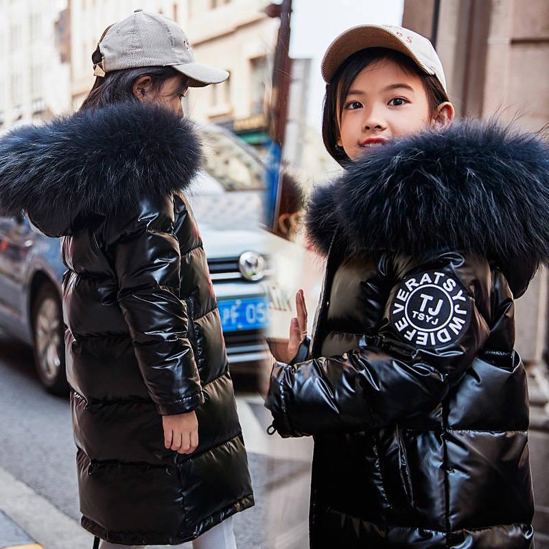 Girls Winter Warm White Duck Down Jackets for Boys Waterproof Clothes Fur Hooded Coats for Kids