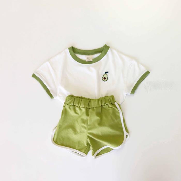 Korean Children's Clothing Baby Children's Suit Summer Cute Fruit Pattern Short Sleeve Shorts Casual Suit