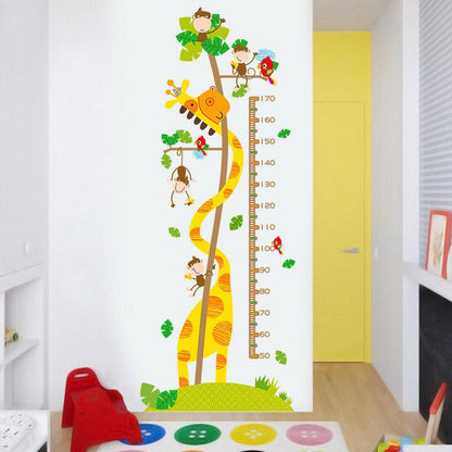 [Wall stickers] giraffe monkey children height wall stickers for kids rooms nursery kitchen refriger