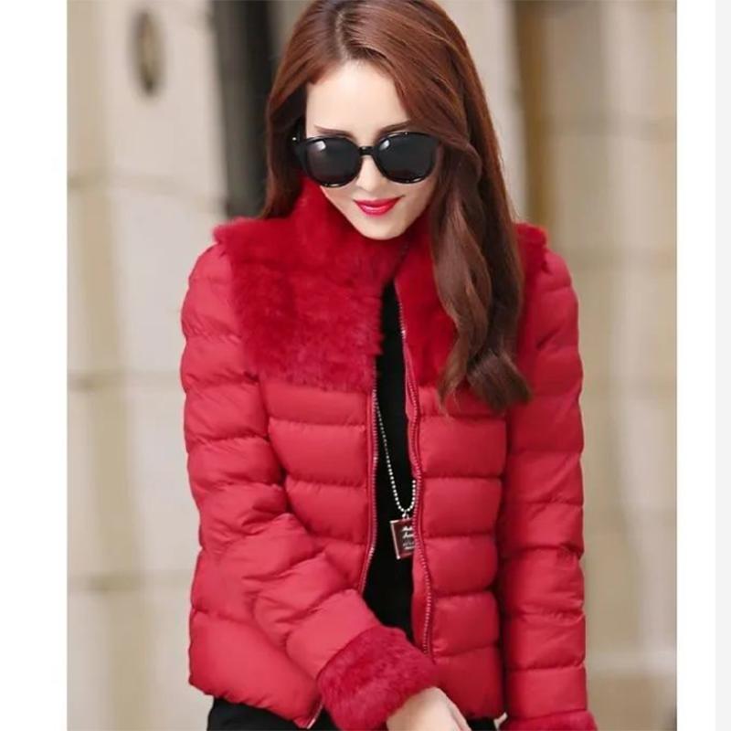 Women's Rabbit Fur Down Padded Jacket Short Cotton Down Jacket Winter All-match Warm Jacket Small Padded Jacket Women