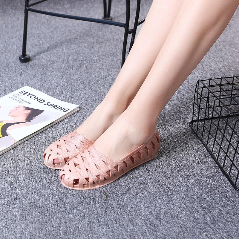 Summer Comfortable Slope Heel Non-slip Nurse Shoes White Sandals Female Summer Plastic Hollow Mother Shoes Work Shoes