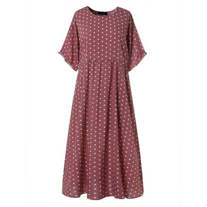 Boho Maxi Dress Vintage Print Summer Half Sleeve Loose Dress Casual Plus Size Female Long Dress Big Swing Dresses Robe Vestidos