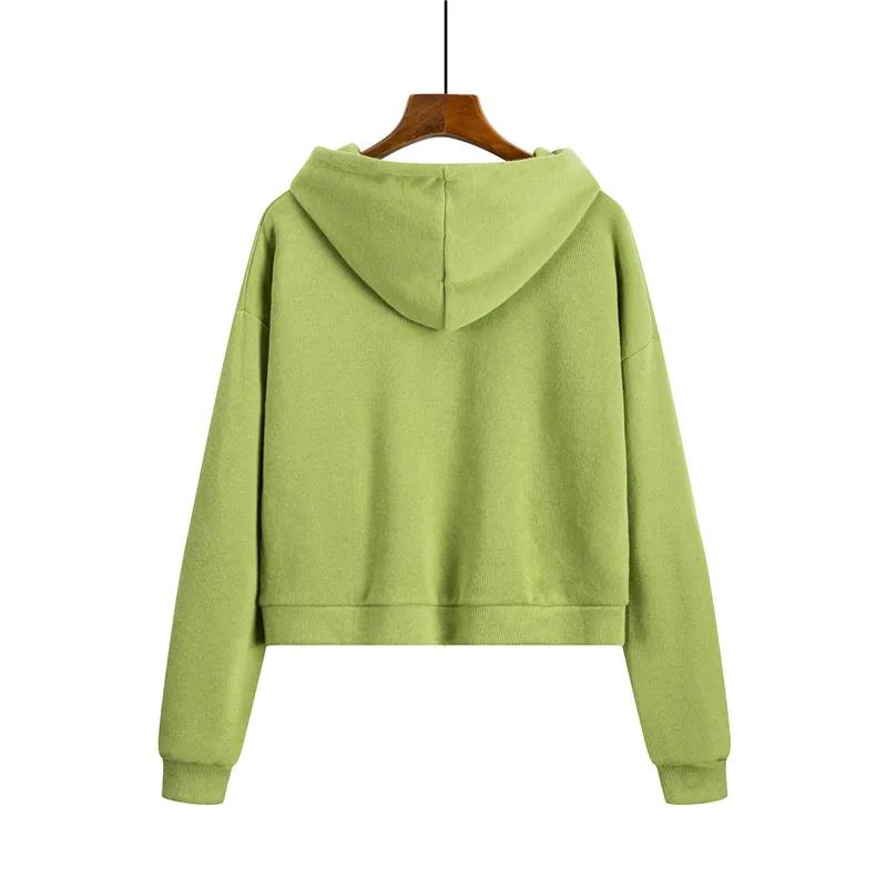 No Velvet Loose Korean Style Pullover Long-sleeved Blouse Short Hooded Sweater Women