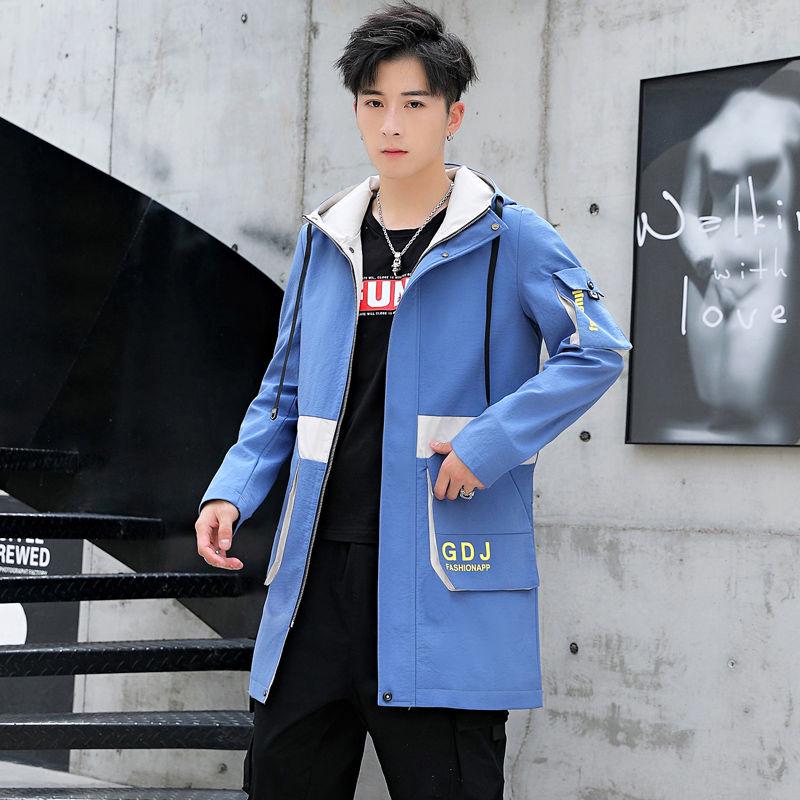 Casual jacket Large size Windbreaker Men's clothes Spring and Autumn Medium and long section