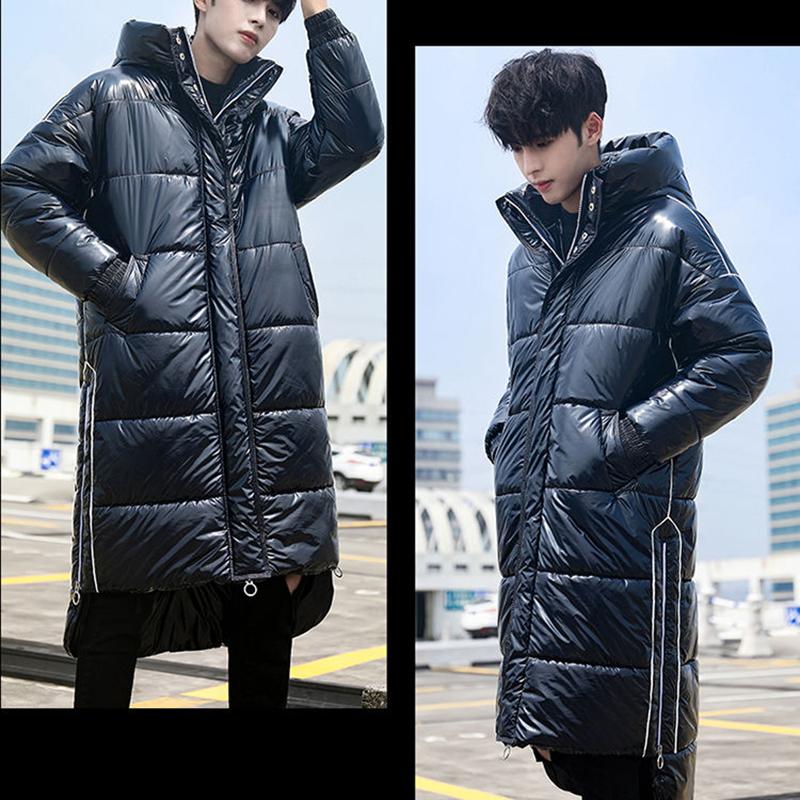 Fashion Trend Hooded Men's Down Jacket Autumn and Winter Plus Velvet Thick Warm White Duck Down Long Male Jacket