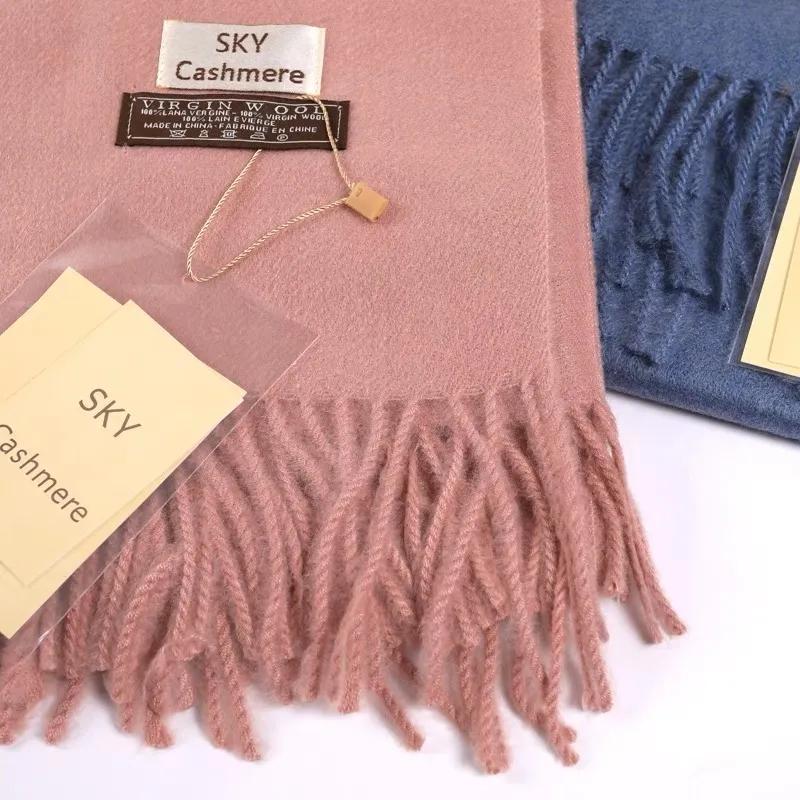 Women's Winter Scarf Korean Style Pure Color Imitation Cashmere Thick All Match Shawl Warm Long Bib Casual Outdoor Solid Tassel Wrap Shawl Neck Scarf