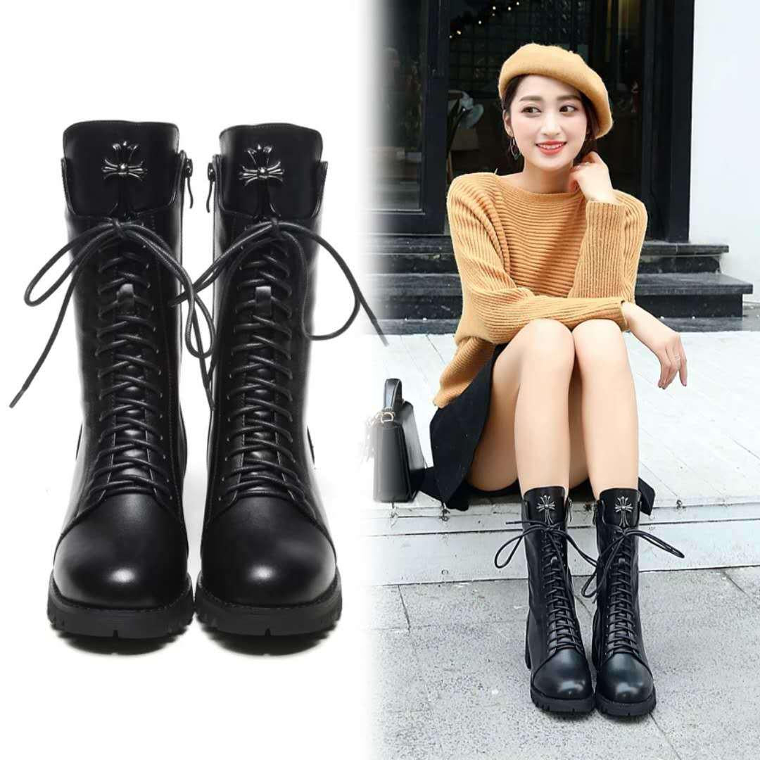 Autumn Winter Motorcycle Boots Women British Style Ankle Boots Gothic Punk Low Heel Boot Size 35-41