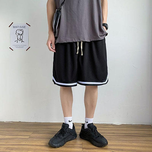 Summer Ice Silk Shorts Men's Thin Sports Quick-drying Five-point Pants Loose Straight Casual Pants Beach Mesh Big Pants