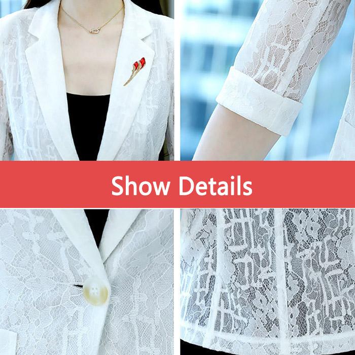 Women's Spring and Summer Style Casual Short White Sun Protection Clothing Jacket with A Thin Lace Suit