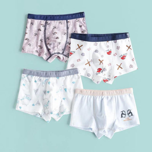 4pcs 100% Cotton Boys Underwear Kids Quality Boxer Boy Shorts Bottoms Boys Clothes for 3-14 Years Old