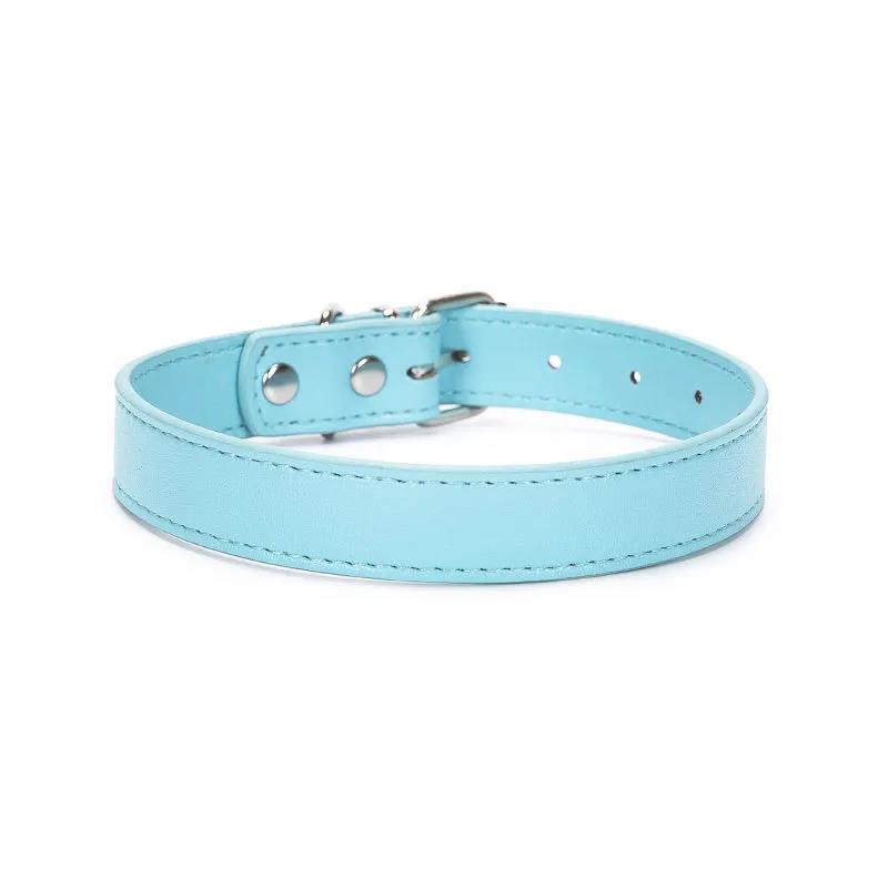 Pet Collar Teddy Bichon Dog Leather Solid Adjustable Collar Puppy Cat Collar Dog Leash Pure Color Dogs Cats Neck Docor Kitten Neckwear Pet Supplies