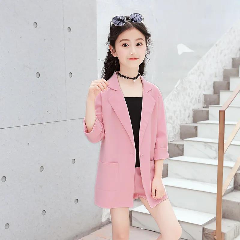 Three-piece Suits Girls New Spring and Summer Jackets Korean Style Small Suits Middle-aged Children's Suits