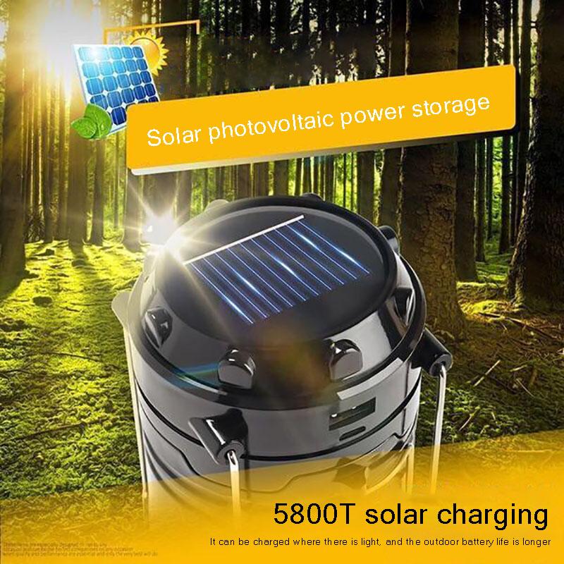 4 In 1 Rechargeable Solar LED Light Camping Light Portable Outdoor Survival Tent Light Retractable Hand Light Searchlight (Can Charge The Phone)