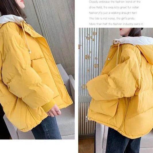 Autumn and Winter Short Hooded Cotton-padded Jacket Korean Style Loose Ins Style Fashion All-match Female Jacket