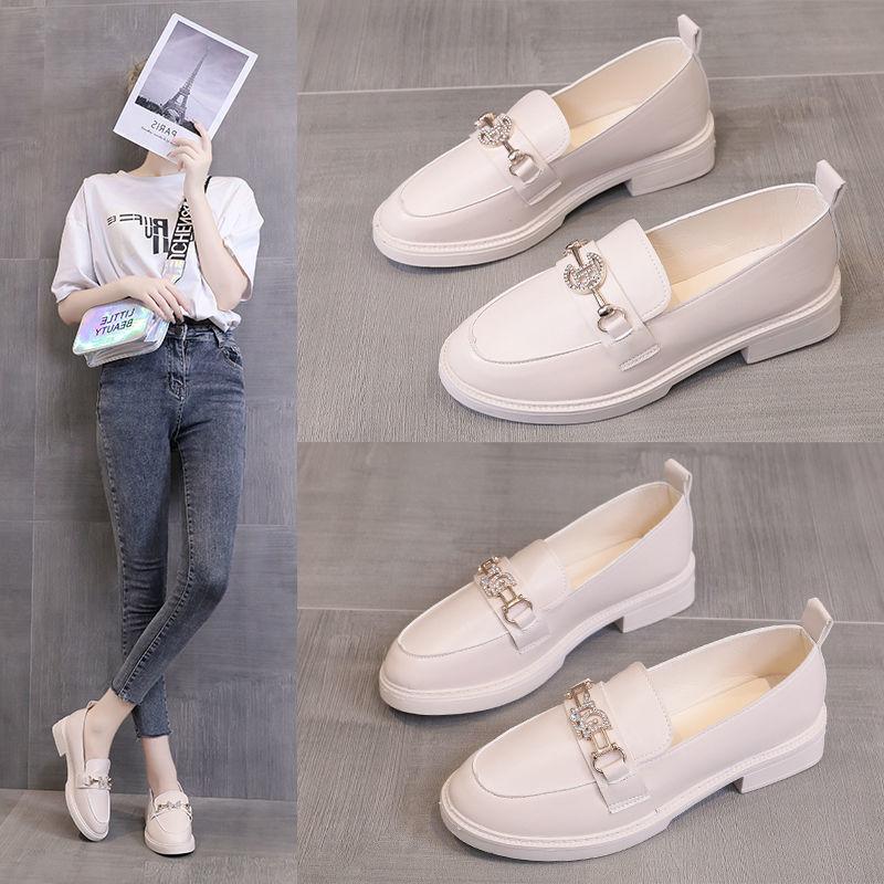 Small Leather Shoes Female British Style All-match Single Shoes Flat Leather Shoes Casual Work Shoes Comfortable and Light