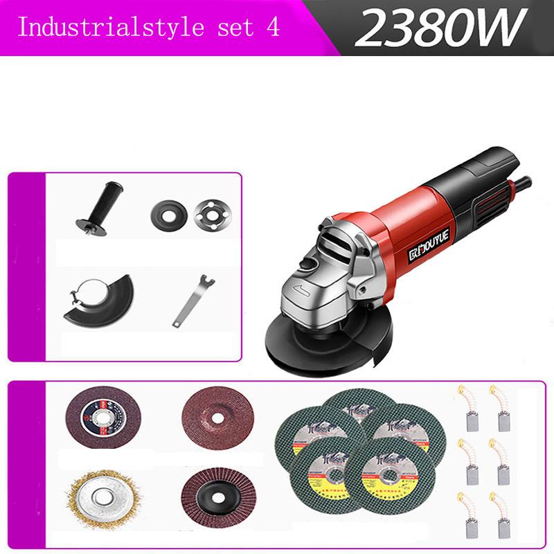 Industrial Electric Angle Grinder Set Multi-function Grinder Cutting Machine Supports 100mm RouletteA