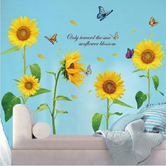 Sunflower warm wall stickers living room sofa background rustic style stickers removable bedroom