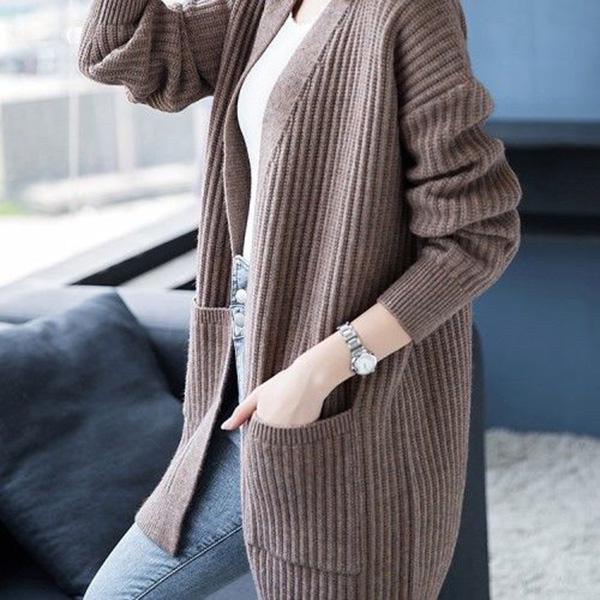 Knit coat trend wild woman clothing cardigan sweater women loose mid-length sweater