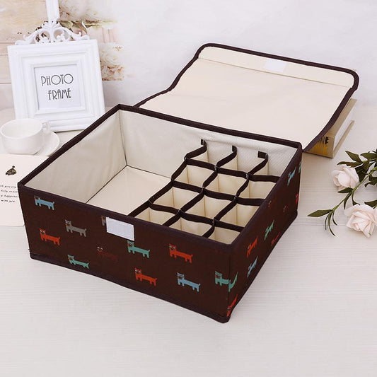 Oxford Cloth 13 Grid Finishing Box Large Capacity Underwear Storage Box Bra Socks Foldable Dustproof Storage Box