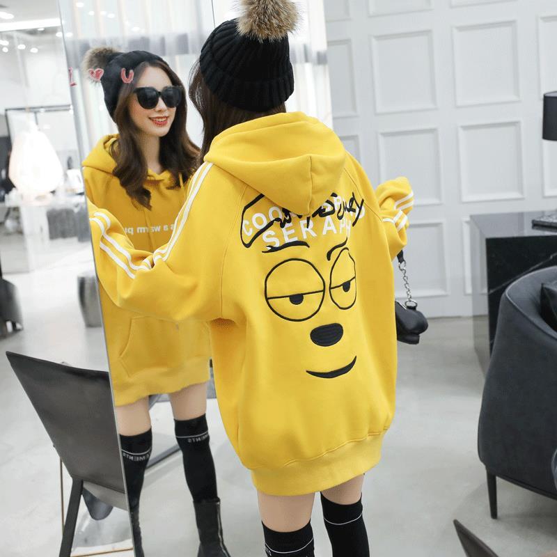 Sweatshirt wild large size long sleeve warm hooded top autumn and winter sweater cotton women's