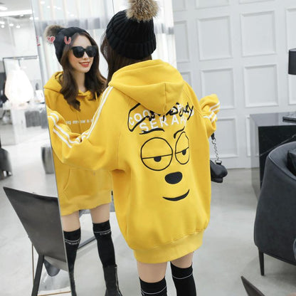 Sweatshirt wild large size long sleeve warm hooded top autumn and winter sweater cotton women's