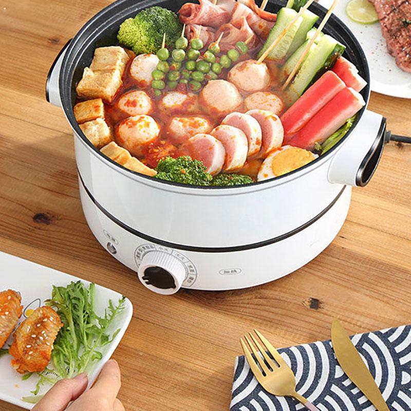 Electric Frying Pan Multi-function Electric Pot Electric Mini Electric Pot Household Steamer Electric Skillet Non-stick Pot with Steamer