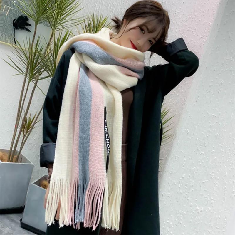 Scarf Women Winter Korean Wild Long Knitted Wool Scarf Women Thick Warmth Matching Scarf