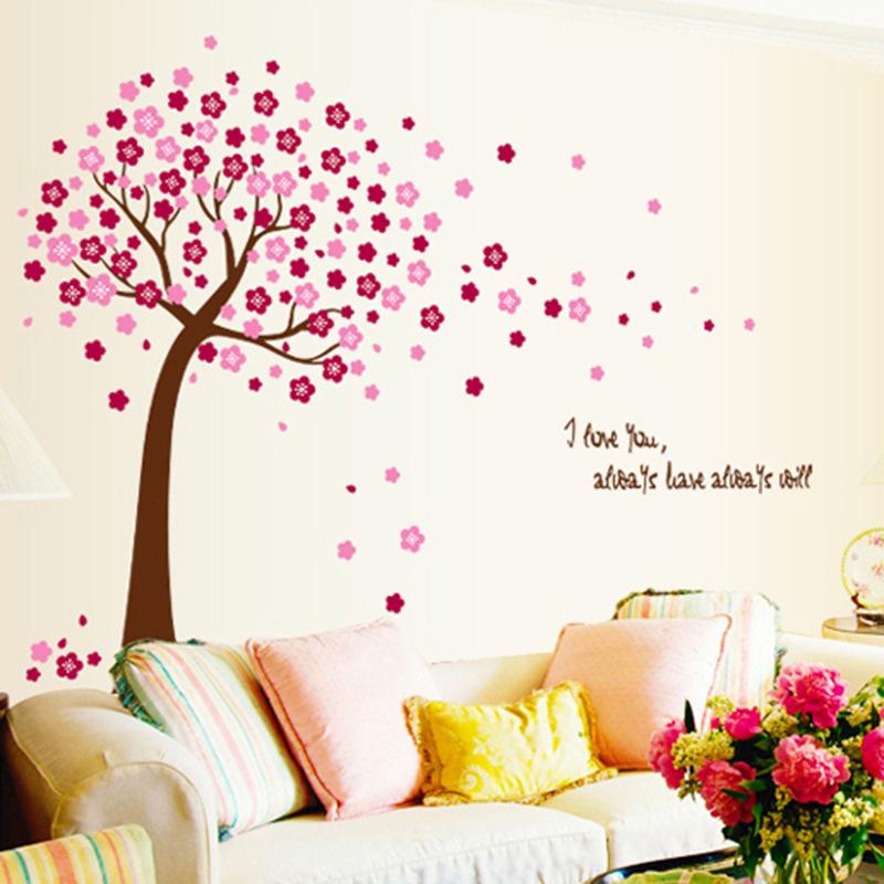 Peach tree decoration stickers living room sofa TV background wall stickers