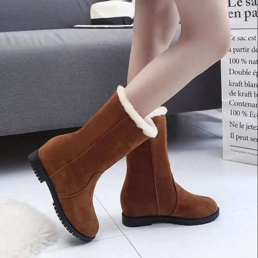 Winter Anti-skiing Boots Korean Women's Mid-tube Plus Velvet Thick Warm Shoes Comfortable Cotton Boots