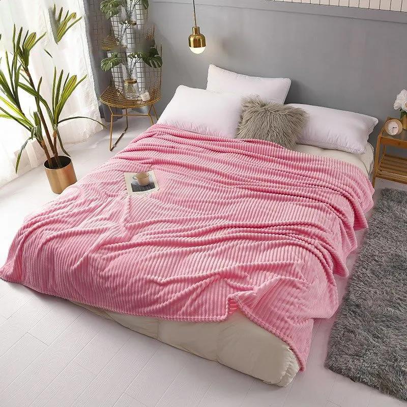 Winter Milk Fleece Blanket Bedroom Solid Color Flannel Blanket Quilt Nap Leisure Blanket Towel Blanket Single Double Blanket