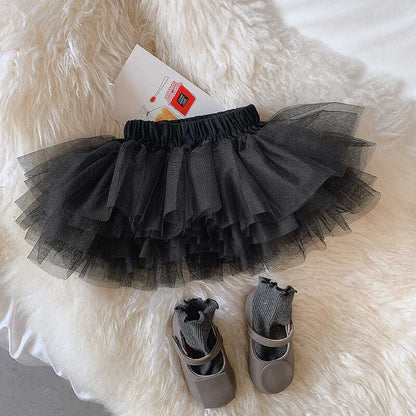 Autumn Spring Summer Casual Girls' Skirts Korean Elastic Short Skirts Pleated Skirts Playful Style Sweet Wind Fluffy Skirts