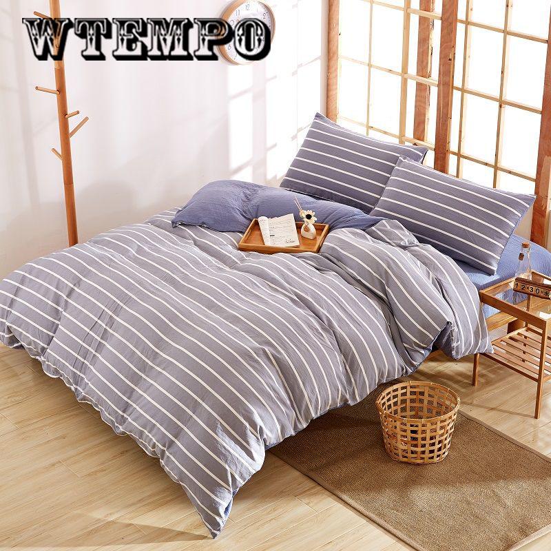 4pcs Plaid Bedding Set Summer Bed Linens Set  Simple Style Duvet Cover  Pastoral Bed Set Adult Bedding Bedclothes Skin-friendly Pillowcases