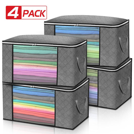 4Pcs/Set Clothes Quilt Storage Bag Blanket Closet Sweater Organizer Box Sorting Pouches Clothes Cabinet Container Travel Home