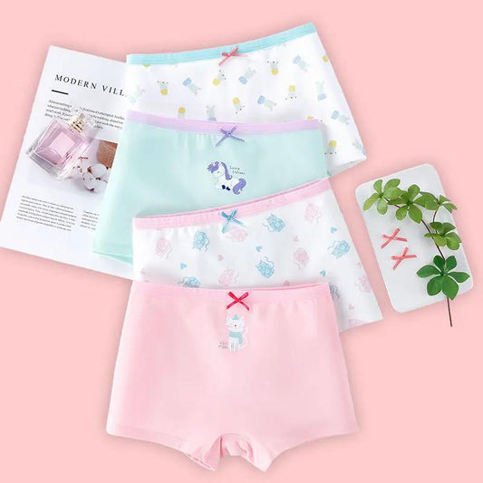 4 Pcs/Lot Girls Underwear Briefs Panties Kids Children Shorts for 3-13Years