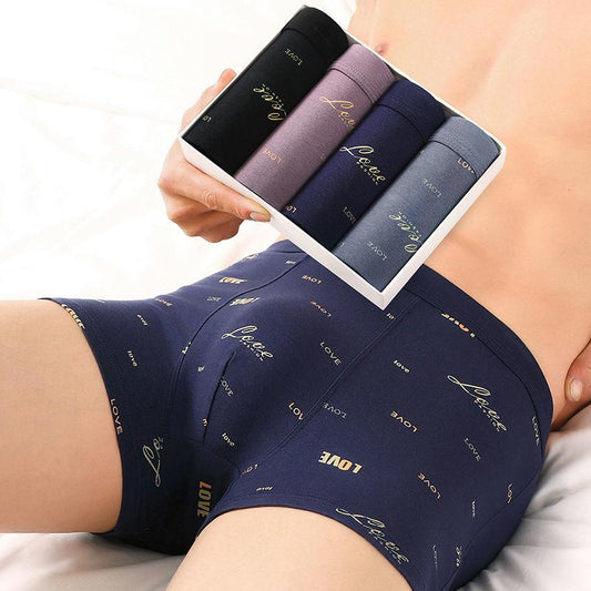 4 Pockets Men's Underwear Cotton Printed Plus Size Four-corner Breathable Underwear