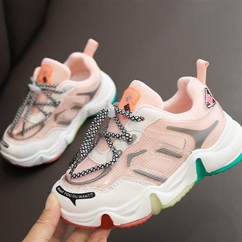 Rainbow Solid Bottom Children's Shoes Girls' Sports Shoes Boys' Net Shoes Children's Sneakers Breathable Student Casual Shoes Korean Version