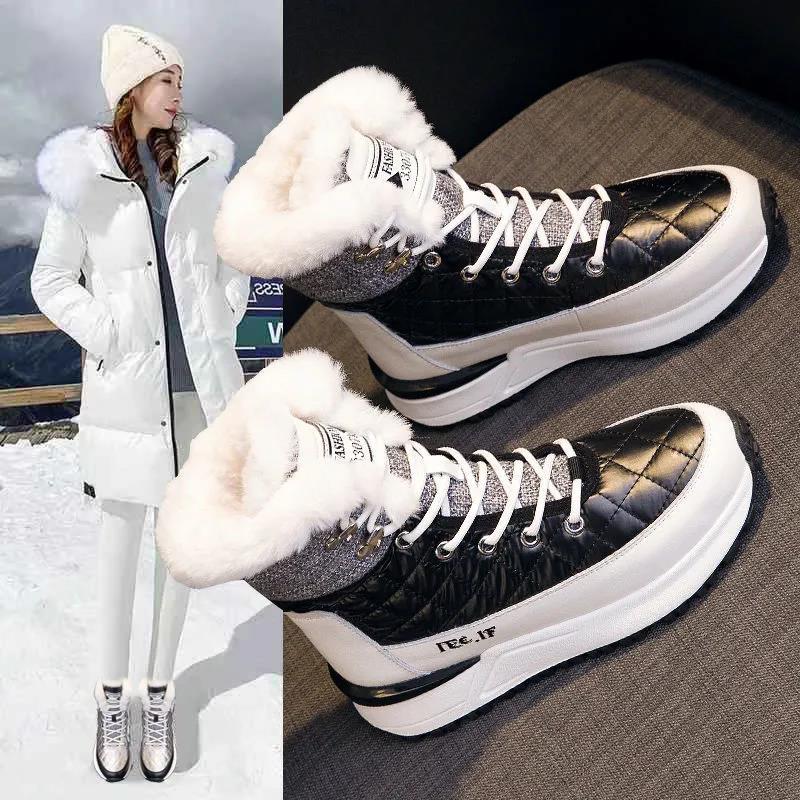 Snow Boots Women Winter Plus Velvet Thick Warm Cotton Shoes Women Winter Anti-skid and Waterproof Bread Ankle Boots