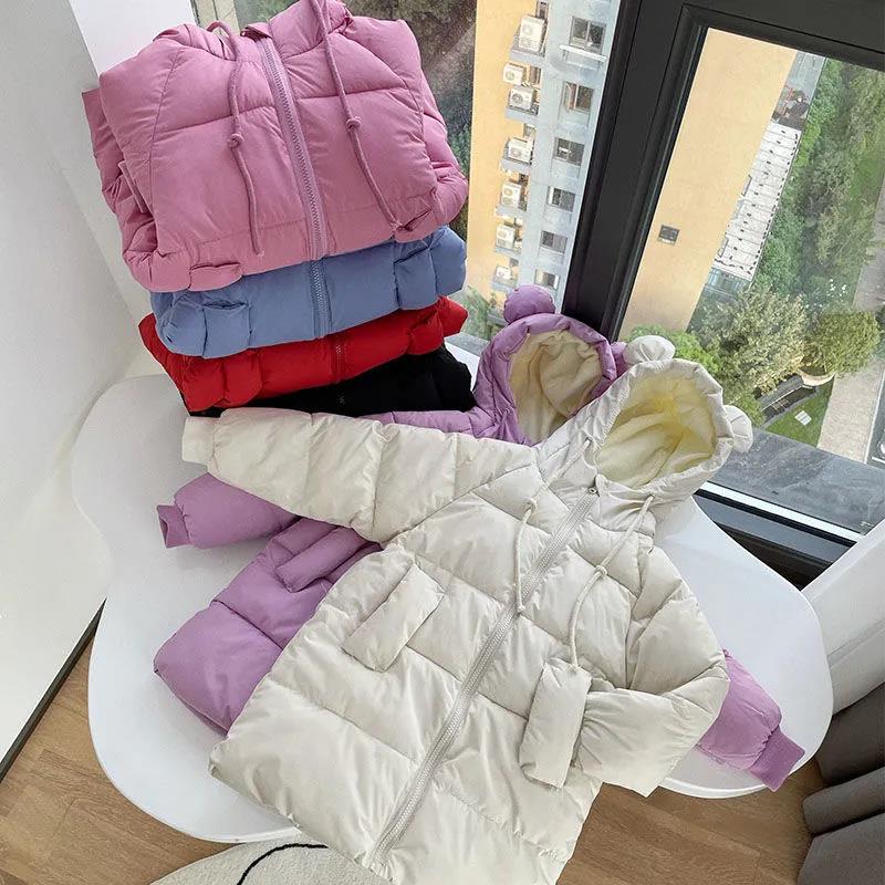 Children's Padded Jacket Boys Korean Mid-length Padded Jacket Women's Middle and Small Children Down Padded Jacket Thick Winter