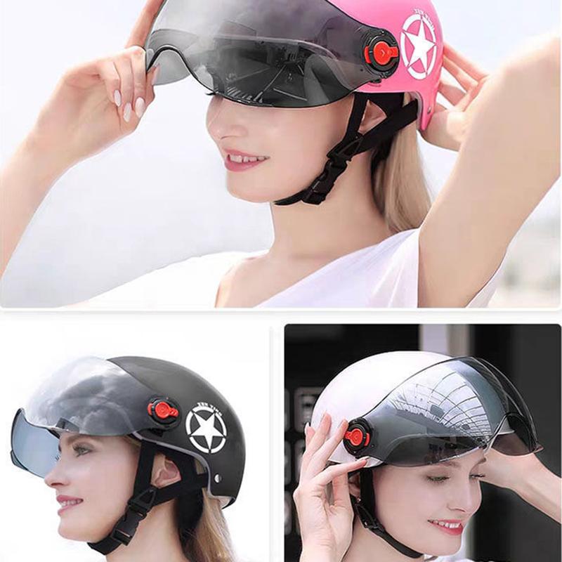 Electric Vehicle Helmet Spring and Summer Motorcycle Half Helmet Men and Women Four Seasons Universal Sunscreen Sunshade Light Battery Car Helmet