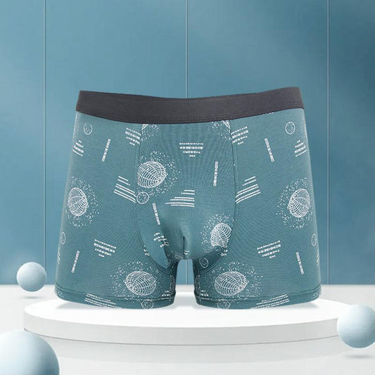 4Pcs/Set Men's Solid Color Printing Boxer Seamless Large Size Cotton Underpants Men's Soft Comfortable Boxer Pants