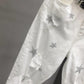 WTEMPO No belt White Star Sticker Rhinestone High-waisted Jeans Harem Pants Female Spring and Autumn Ripped Cropped Trousers