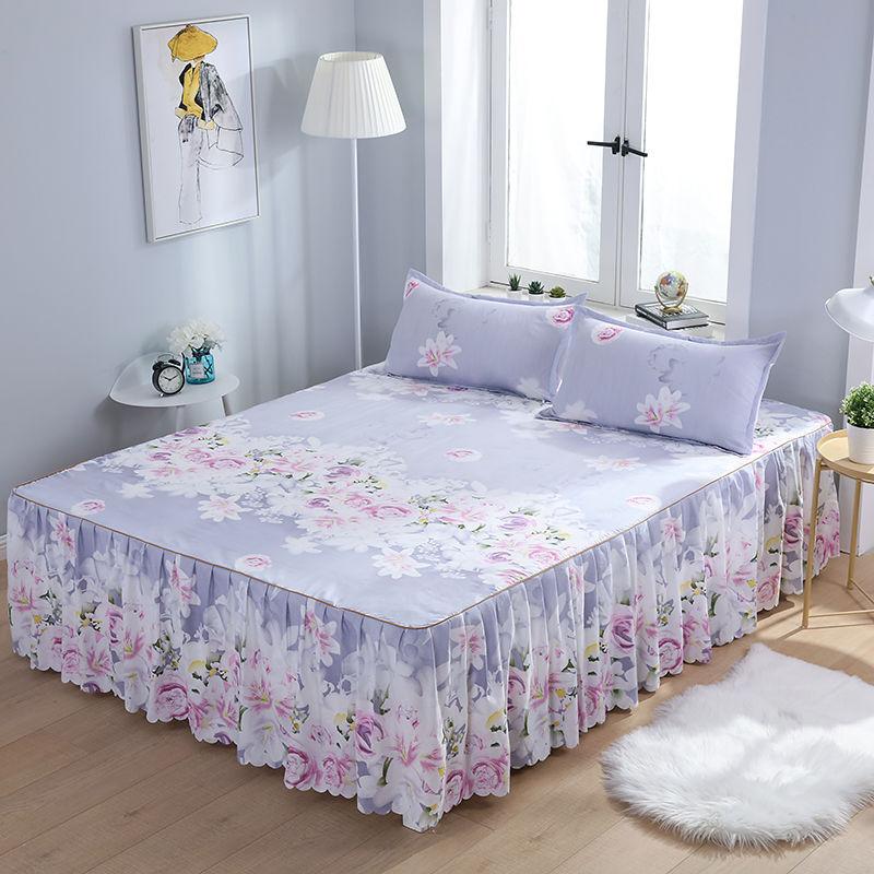 Brushed Bedroom Home Bed Skirt Single Solid Color Skin-friendly Bedspread Bed Cover Bedroom Student Dormitory Sheets