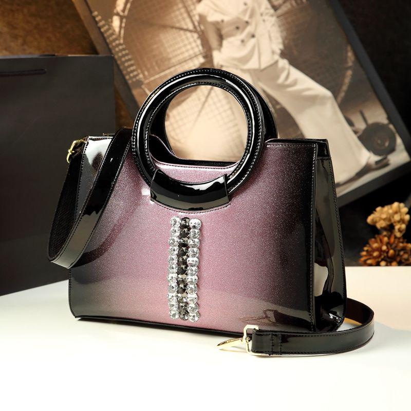 Bright Solid Patent Leather Shoulder Bags Ladies Handbags Casual Top-handle Messenger Bag Tote Bag